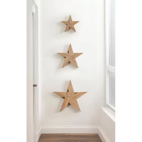 imageKate and Laurel Gallantry Coastal Decorative Wooden Stars Set of 3 White Modern Dimensional ThreePiece Star Set for Use as Living Room Wall Decor or Patriotic Home Decor OptionRustic Brown