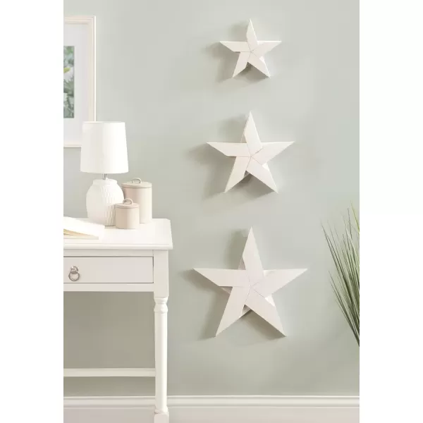 imageKate and Laurel Gallantry Coastal Decorative Wooden Stars Set of 3 White Modern Dimensional ThreePiece Star Set for Use as Living Room Wall Decor or Patriotic Home Decor OptionWhite