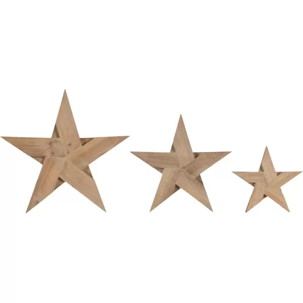 imageKate and Laurel Gallantry Coastal Decorative Wooden Stars Set of 3 White Modern Dimensional ThreePiece Star Set for Use as Living Room Wall Decor or Patriotic Home Decor OptionRustic Brown