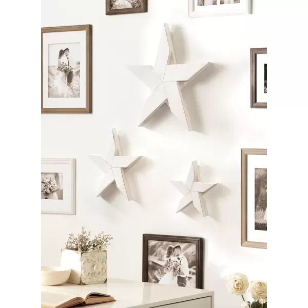 imageKate and Laurel Gallantry Coastal Decorative Wooden Stars Set of 3 White Modern Dimensional ThreePiece Star Set for Use as Living Room Wall Decor or Patriotic Home Decor OptionWhite