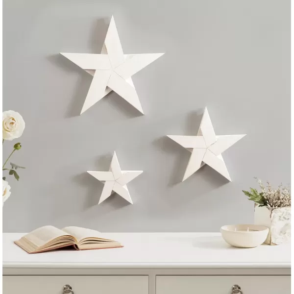 imageKate and Laurel Gallantry Coastal Decorative Wooden Stars Set of 3 White Modern Dimensional ThreePiece Star Set for Use as Living Room Wall Decor or Patriotic Home Decor OptionWhite