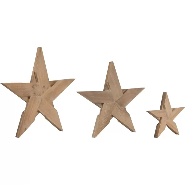imageKate and Laurel Gallantry Coastal Decorative Wooden Stars Set of 3 White Modern Dimensional ThreePiece Star Set for Use as Living Room Wall Decor or Patriotic Home Decor OptionRustic Brown