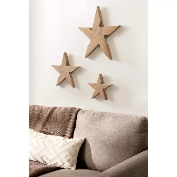 imageKate and Laurel Gallantry Coastal Decorative Wooden Stars Set of 3 White Modern Dimensional ThreePiece Star Set for Use as Living Room Wall Decor or Patriotic Home Decor OptionRustic Brown
