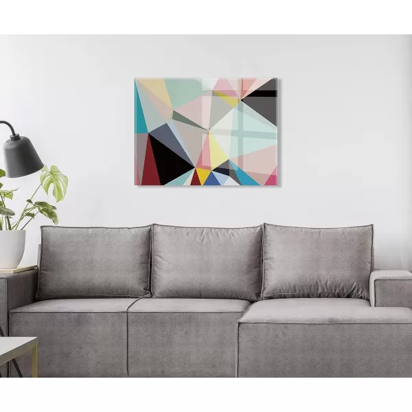 imageKate and Laurel Happy Retro Mood Floating Acrylic Art by Dominique Vari 23x31 Decorative Geometric Modern Art for Wall