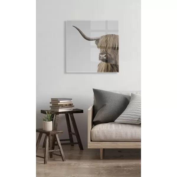 imageKate and Laurel Highland Cow Portrait Close Crop Floating Acrylic Art by The Creative Bunch Studio 23x23 Decorative Rustic Animal Art Print for Wall