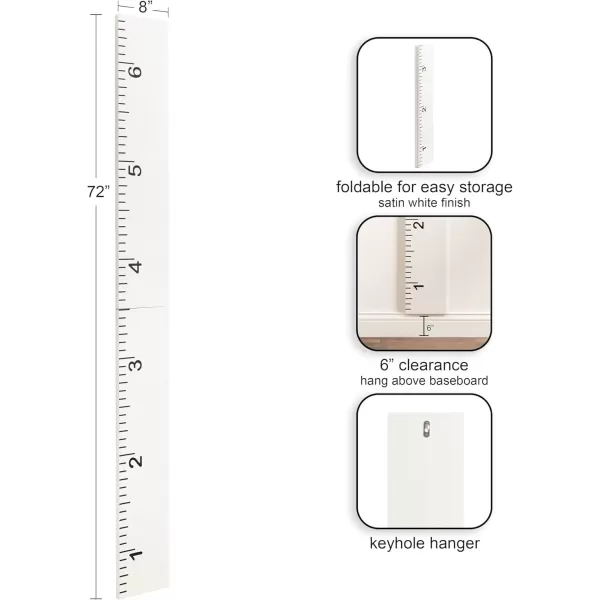 imageKate and Laurel Modern 65Foot Growth Chart Wooden Wall Ruler 8 x 72 White Decorative WallMounted Height Chart for Kids for Use as Nursery or Childrens Bedroom DecorWhite