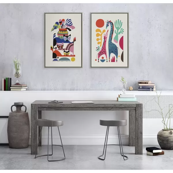 imageKate and Laurel Sylvie 3 Cats Framed Canvas Wall Art by Rachel Lee of My Dream Wall 23x33 Natural Colorful Abstract Animal Art Wall DecorGray