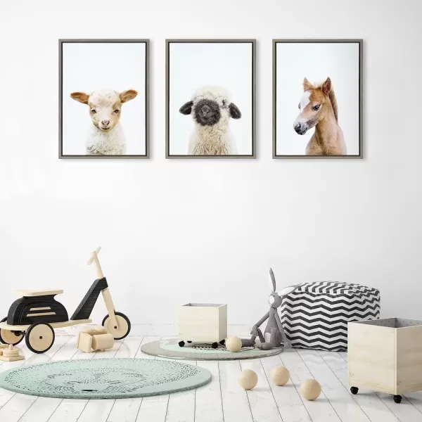 imageKate and Laurel Sylvie Animal Studio Black Nosed Sheep Framed Canvas Wall Art by Amy Peterson Art Studio 18x24 Gray Modern Animal Portrait Art for WallGray