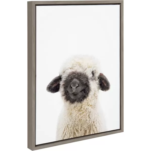 imageKate and Laurel Sylvie Animal Studio Black Nosed Sheep Framed Canvas Wall Art by Amy Peterson Art Studio 18x24 Gray Modern Animal Portrait Art for WallGray