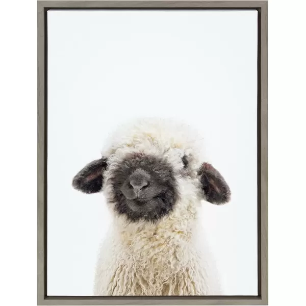 imageKate and Laurel Sylvie Animal Studio Black Nosed Sheep Framed Canvas Wall Art by Amy Peterson Art Studio 18x24 Gray Modern Animal Portrait Art for WallGray