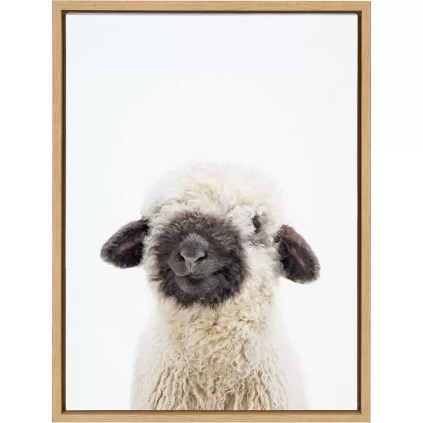 imageKate and Laurel Sylvie Animal Studio Black Nosed Sheep Framed Canvas Wall Art by Amy Peterson Art Studio 18x24 Gray Modern Animal Portrait Art for WallNatural