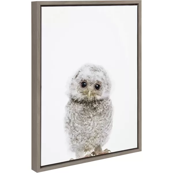 imageKate and Laurel Sylvie Animal Studio Owl Framed Canvas Wall Art by Amy Peterson Art Studio 18x24 Gray Modern Bird Animal Portrait Art for WallGray