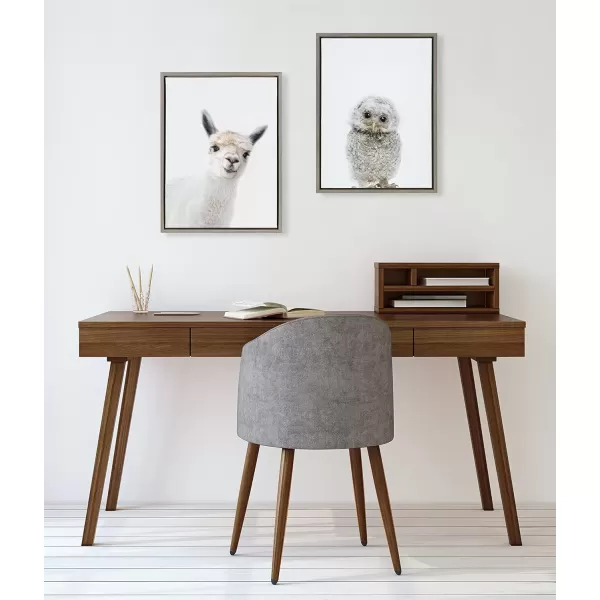 imageKate and Laurel Sylvie Animal Studio Owl Framed Canvas Wall Art by Amy Peterson Art Studio 18x24 Gray Modern Bird Animal Portrait Art for WallGray