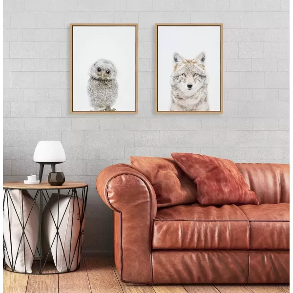 imageKate and Laurel Sylvie Animal Studio Owl Framed Canvas Wall Art by Amy Peterson Art Studio 18x24 Gray Modern Bird Animal Portrait Art for WallNatural