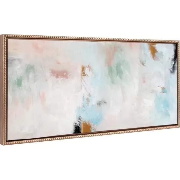 imageKate and Laurel Sylvie Beaded Foggy Ice Forest Vintage Framed Canvas Wall Art by Nikita Jariwala 18x40 Gold Modern Abstract Brushstrokes Art for Wall