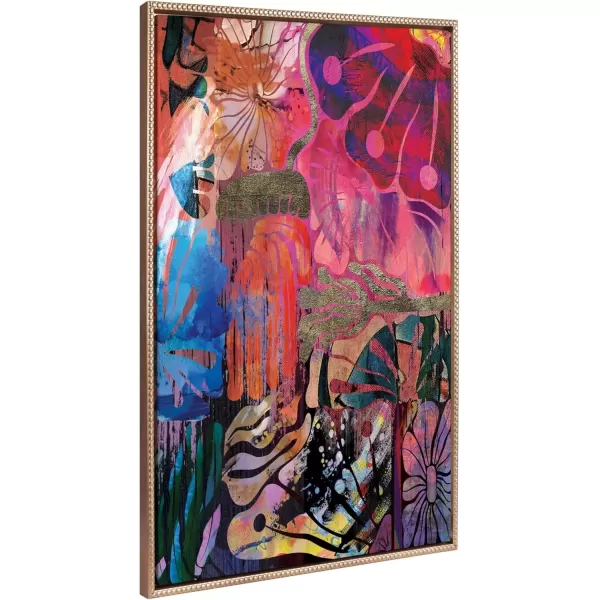 imageKate and Laurel Sylvie Beaded NC Abstract 612 Vintage Framed Canvas Wall Art by Nikki Chu 28x38 Gold Colorful Abstract Geometric Art for Wall