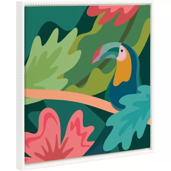 imageKate and Laurel Sylvie Beaded Tropical Toucan Vintage Framed Canvas Wall Art by Carey Copeland 22x22 White Colorful Bird Art for Wall