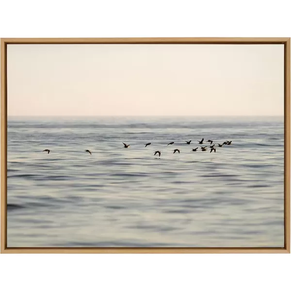 imageKate and Laurel Sylvie Birds of a Feather Framed Canvas Wall Art by Crystal Lynn Collins 18x40 Natural Coastal Beach Canvas Art for WallNatural