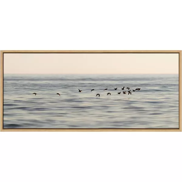 imageKate and Laurel Sylvie Birds of a Feather Framed Canvas Wall Art by Crystal Lynn Collins 18x40 Natural Coastal Beach Canvas Art for WallNatural