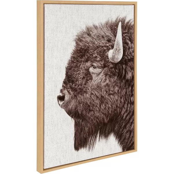 imageKate and Laurel Sylvie Bison Profile Woven Neutral Linen Framed Canvas Wall Art by Amy Peterson Art Studio 23x33 Natural Modern Prairie Animal Portrait Art for WallNatural