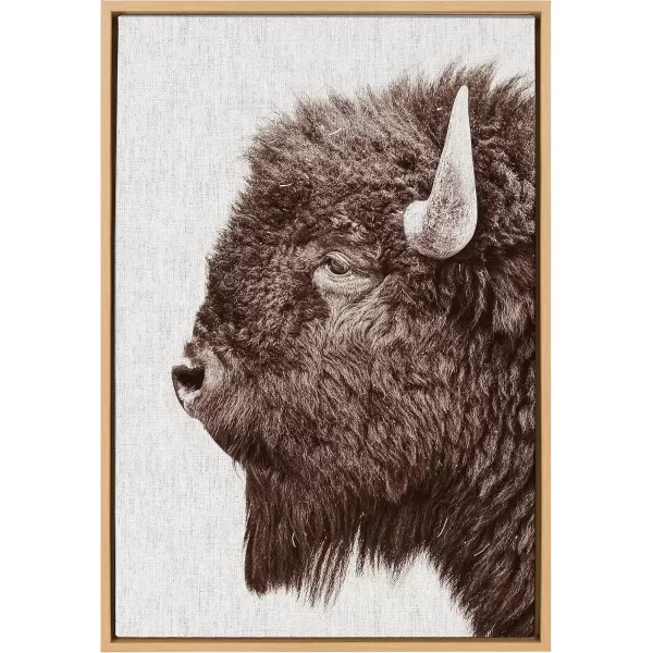 imageKate and Laurel Sylvie Bison Profile Woven Neutral Linen Framed Canvas Wall Art by Amy Peterson Art Studio 23x33 Natural Modern Prairie Animal Portrait Art for WallNatural