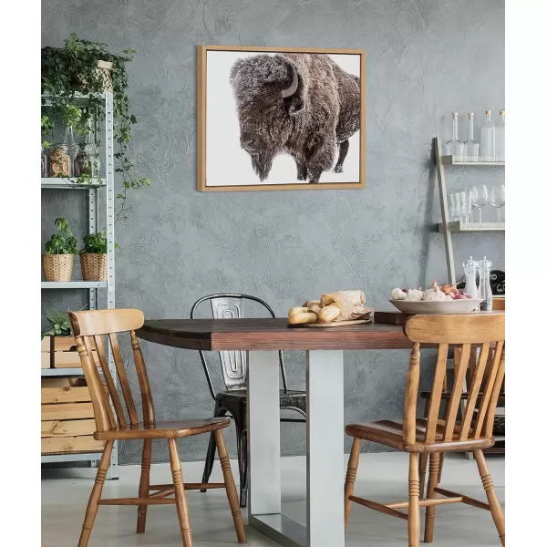 imageKate and Laurel Sylvie Bison in Snow Framed Canvas Wall Art by Amy Peterson Art Studio 23x33 Natural Modern Animal Portrait Art for WallNatural