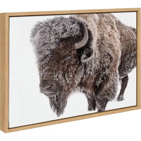 imageKate and Laurel Sylvie Bison in Snow Framed Canvas Wall Art by Amy Peterson Art Studio 23x33 Natural Modern Animal Portrait Art for WallNatural