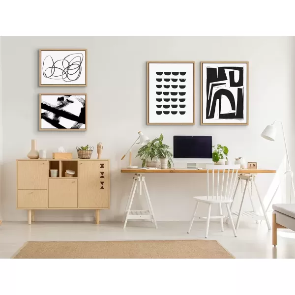 imageKate and Laurel Sylvie Black and White Scandi Abstract Ring of Light 2 Gesture 1 and Reversible No 1 Framed Canvas Wall Art Set by Various Artists Set of 4 18x24 and 14x18 Natural Wall DcorNatural