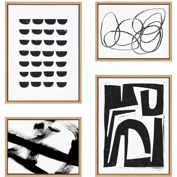 imageKate and Laurel Sylvie Black and White Scandi Abstract Ring of Light 2 Gesture 1 and Reversible No 1 Framed Canvas Wall Art Set by Various Artists Set of 4 18x24 and 14x18 Natural Wall DcorNatural
