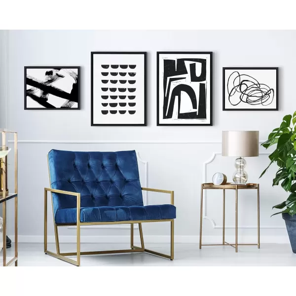 imageKate and Laurel Sylvie Black and White Scandi Abstract Ring of Light 2 Gesture 1 and Reversible No 1 Framed Canvas Wall Art Set by Various Artists Set of 4 18x24 and 14x18 Natural Wall DcorBlack