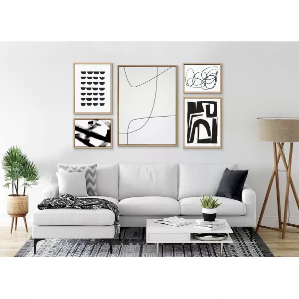 imageKate and Laurel Sylvie Black and White Scandi Abstract Ring of Light 2 Gesture 1 and Reversible No 1 Framed Canvas Wall Art Set by Various Artists Set of 4 18x24 and 14x18 Natural Wall DcorNatural