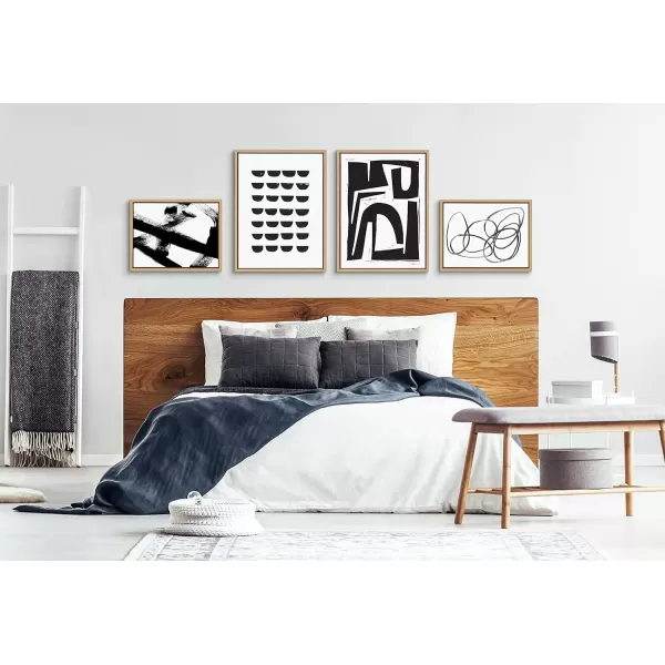 imageKate and Laurel Sylvie Black and White Scandi Abstract Ring of Light 2 Gesture 1 and Reversible No 1 Framed Canvas Wall Art Set by Various Artists Set of 4 18x24 and 14x18 Natural Wall DcorNatural