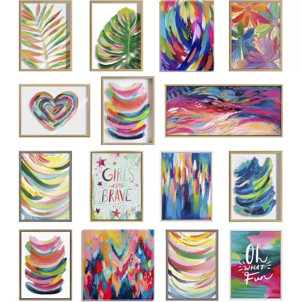 imageKate and Laurel Sylvie Brush Strokes 90 Framed Canvas Wall Art by Jessi Raulet of Ettavee Set of 2 18x24 Natural Decorative Multicolored Abstract Print for WallWhite