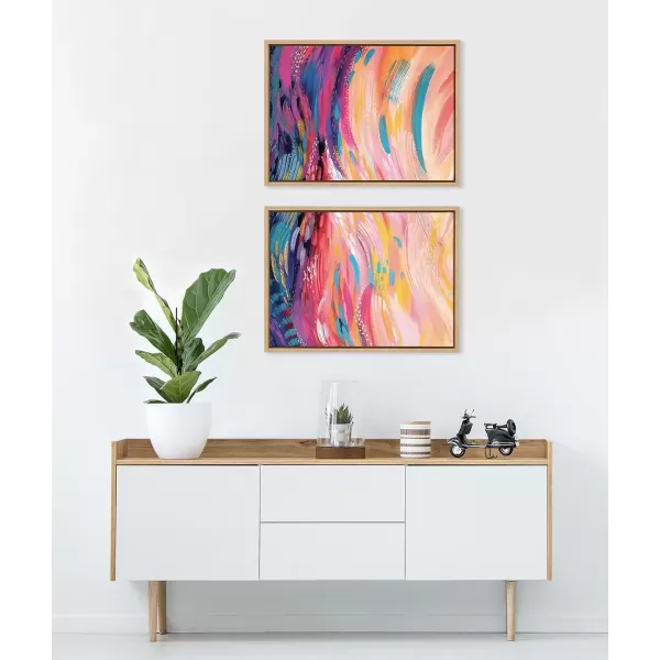 imageKate and Laurel Sylvie Brush Strokes 90 Framed Canvas Wall Art by Jessi Raulet of Ettavee Set of 2 18x24 Natural Decorative Multicolored Abstract Print for WallNatural