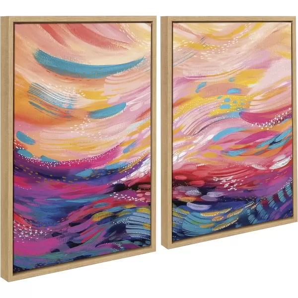 imageKate and Laurel Sylvie Brush Strokes 90 Framed Canvas Wall Art by Jessi Raulet of Ettavee Set of 2 18x24 Natural Decorative Multicolored Abstract Print for WallNatural