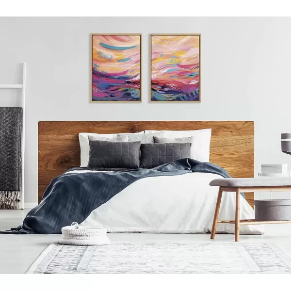 imageKate and Laurel Sylvie Brush Strokes 90 Framed Canvas Wall Art by Jessi Raulet of Ettavee Set of 2 18x24 Natural Decorative Multicolored Abstract Print for WallNatural