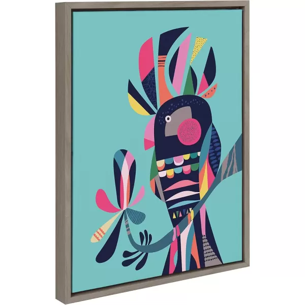 imageKate and Laurel Sylvie Cockatoo Framed Canvas Wall Art by Rachel Lee 18x24 Natural Colorful Bird Art for HomeGrey