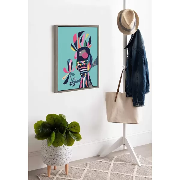 imageKate and Laurel Sylvie Cockatoo Framed Canvas Wall Art by Rachel Lee 18x24 Natural Colorful Bird Art for HomeGrey