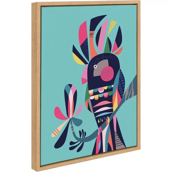 imageKate and Laurel Sylvie Cockatoo Framed Canvas Wall Art by Rachel Lee 18x24 Natural Colorful Bird Art for HomeNatural