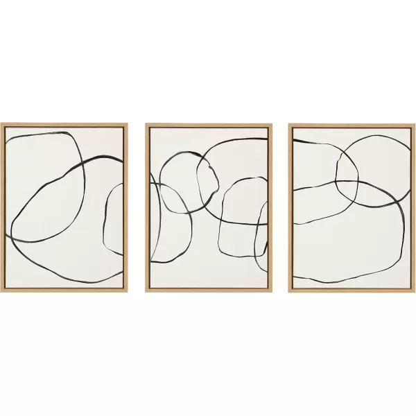 imageKate and Laurel Sylvie Dancing Circles Framed Linen Textured Canvas Wall Art Set by Teju Reval of SnazzyHues 3 Piece Set 18x24 Gold Modern Neutral Abstract Wall Art Dcor SetNatural