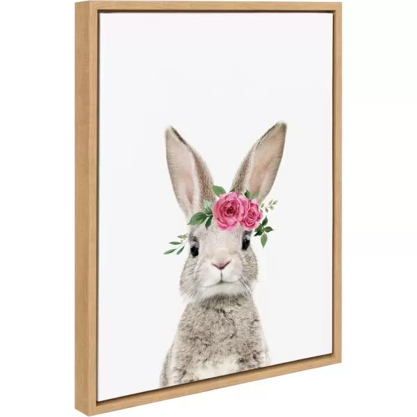 imageKate and Laurel Sylvie Flower Crown Bunny Framed Canvas Wall Art by Amy Peterson Art Studio 18x24 Natural Cute Animal Art for Wall DecorNatural