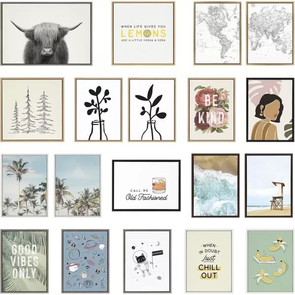 imageKate and Laurel Sylvie Herd of Highland Cows Framed Canvas Wall Art Set by The Creative Bunch Studio Set of 2 23x33 Gray Decorative Farmhouse Animal Art for WallGray