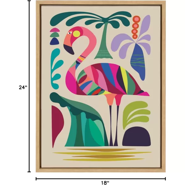 imageKate and Laurel Sylvie MCM Flamingo Framed Canvas Wall Art by Rachel Lee 18x24 Natural Colorful MidCentury Animal Art for Wall