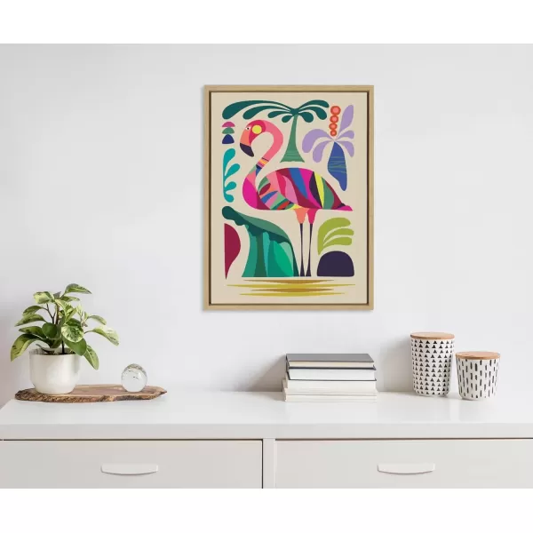 imageKate and Laurel Sylvie MCM Flamingo Framed Canvas Wall Art by Rachel Lee 18x24 Natural Colorful MidCentury Animal Art for Wall