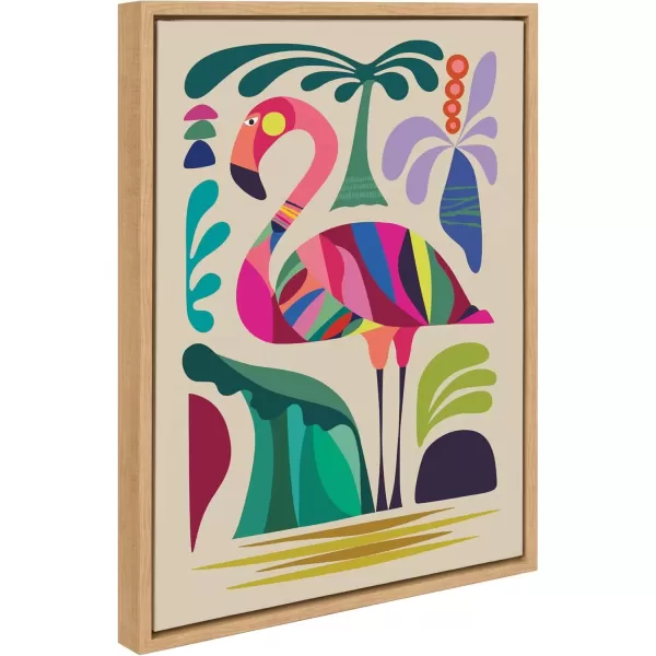 imageKate and Laurel Sylvie MCM Flamingo Framed Canvas Wall Art by Rachel Lee 18x24 Natural Colorful MidCentury Animal Art for Wall