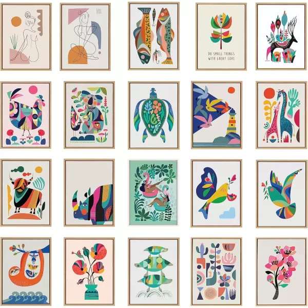 imageKate and Laurel Sylvie MCM Flamingo Framed Canvas Wall Art by Rachel Lee 23x33 Natural Colorful MidCentury Animal Art for Wall