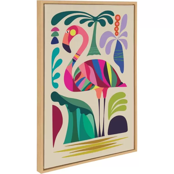 imageKate and Laurel Sylvie MCM Flamingo Framed Canvas Wall Art by Rachel Lee 23x33 Natural Colorful MidCentury Animal Art for Wall