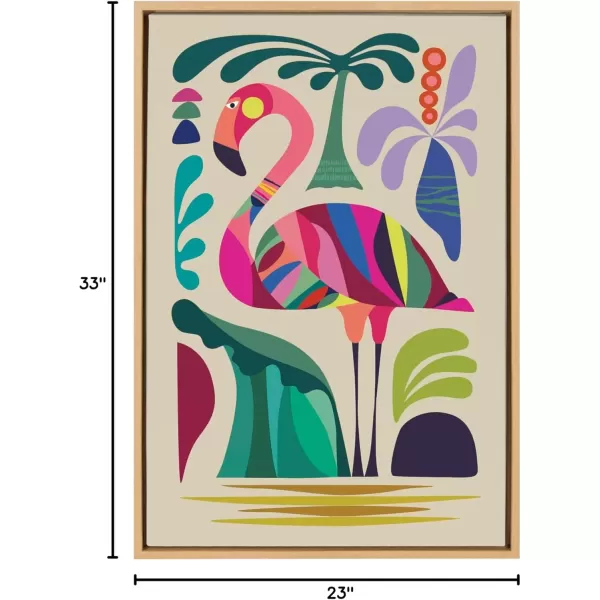 imageKate and Laurel Sylvie MCM Flamingo Framed Canvas Wall Art by Rachel Lee 23x33 Natural Colorful MidCentury Animal Art for Wall