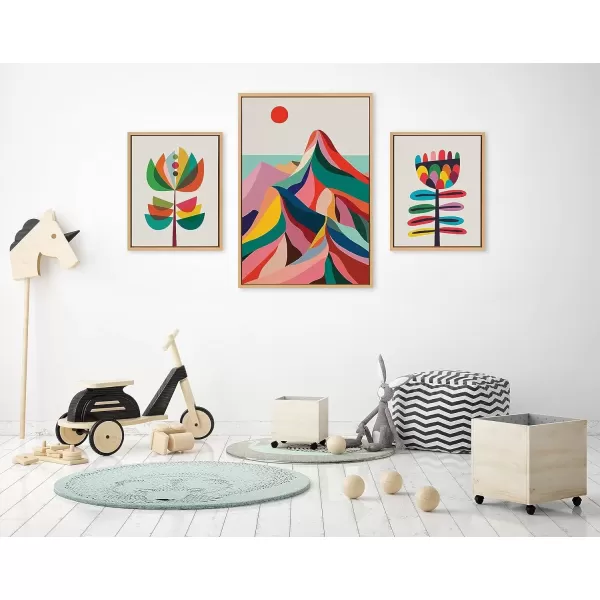 imageKate and Laurel Sylvie MCM Mountains Great Love Botanical and MCM Modern Wildflower Framed Canvas Wall Art Set by Rachel Lee of My Dream Wall 3 Piece Set Natural Colorful Nature Art for Wall