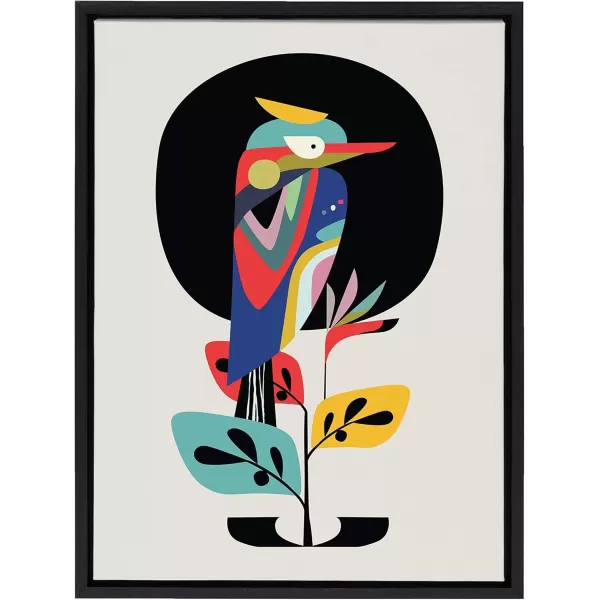 imageKate and Laurel Sylvie Mid Century Modern Lemur Framed Canvas Wall Art by Rachel Lee of My Dream Wall 18x24 Natural Colorful Animal Art for WallBlack